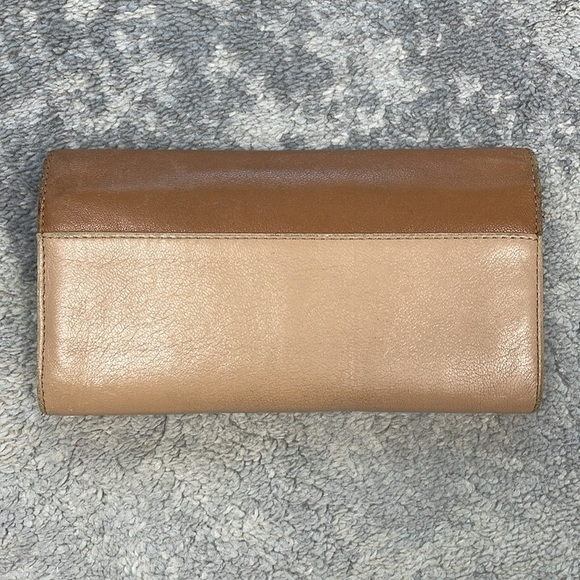 Chloe Leather Tricolor Envelope Flap Long Continental Wallet Snap Tan Pink - Picture 4 of 17